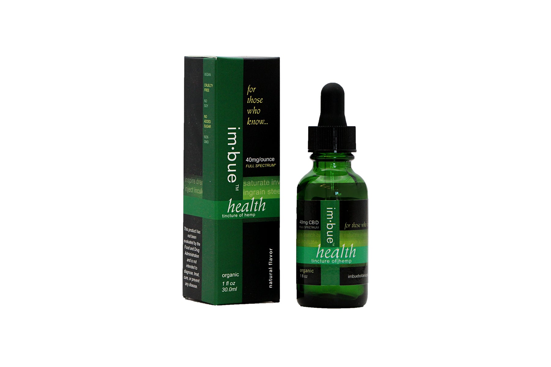 40mg health tincture of hemo box and bottle on white background