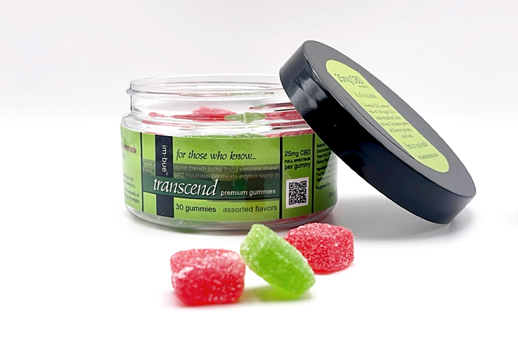 25mg CBD gummies 30 count jar with gummies in front