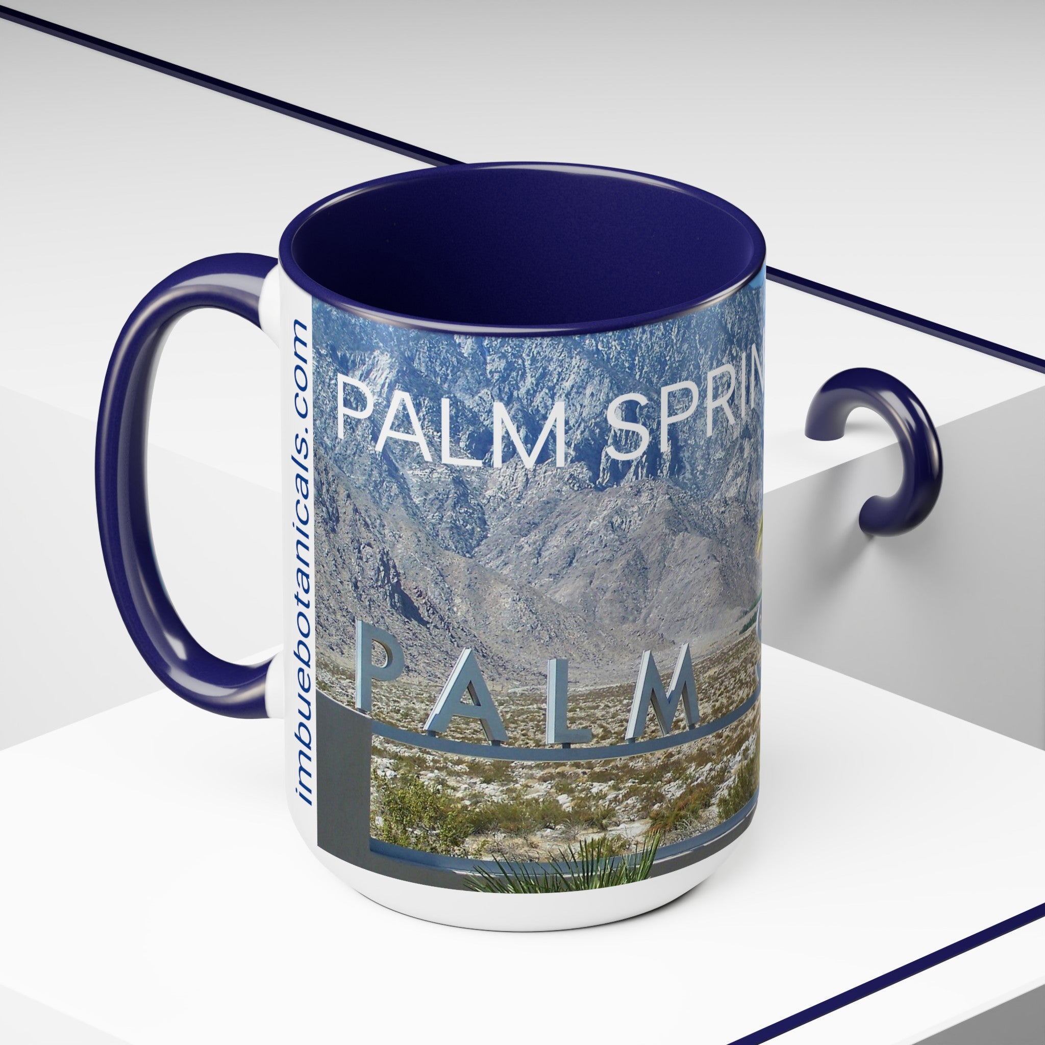 Palm Springs Welcome Sign Mug on Counter