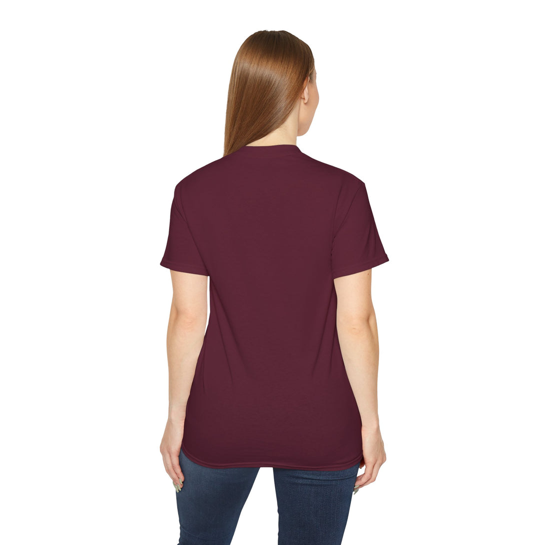 Vitality Yellow Design T Shirt Back in Maroon