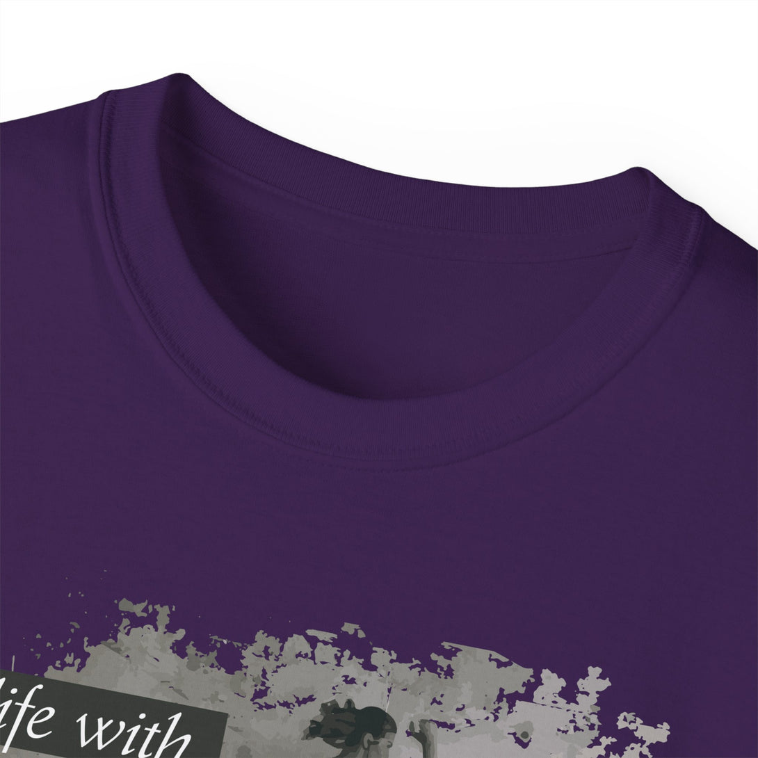 Vitality Yellow Design T Shirt Collar in Purple